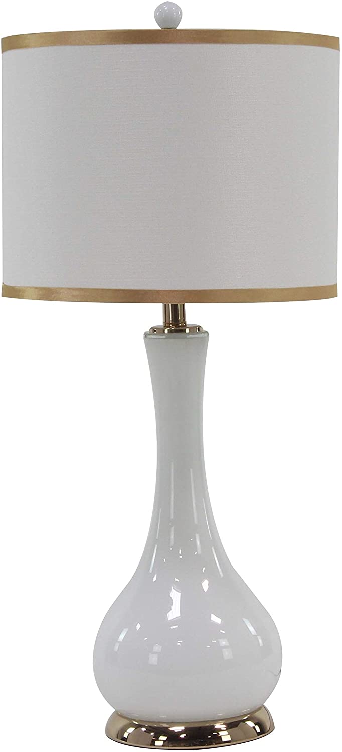 Modern Iron Glass Long Neck Table Lamp White Contemporary - Diamond Home USA