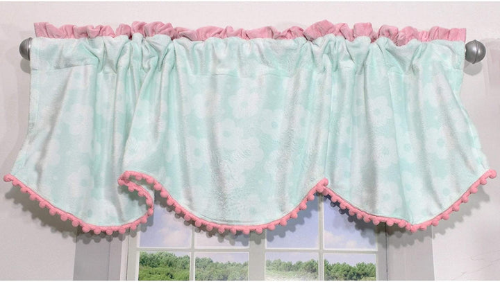 Aqua Pink Wings Window Valance Blue