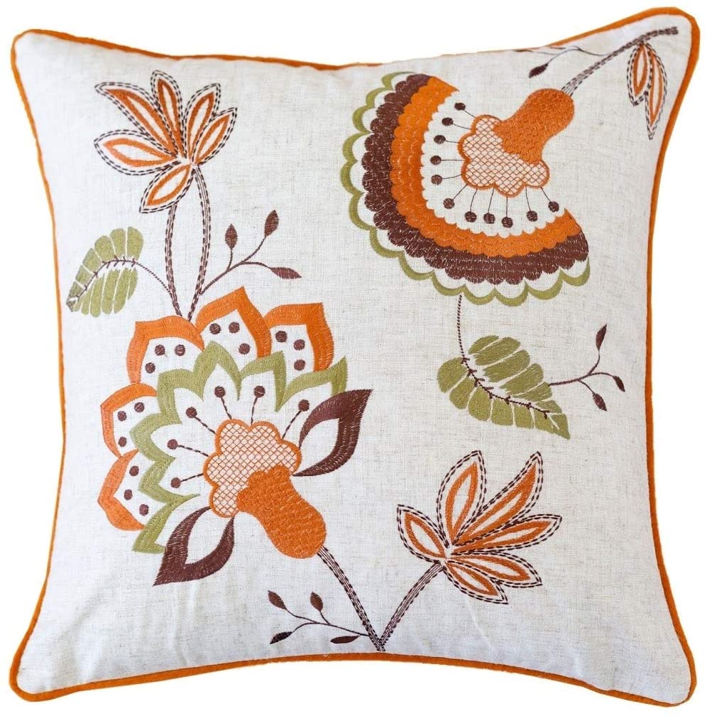 Cozy roidery Throw Pillow Cover Insert (Set 2) Orange