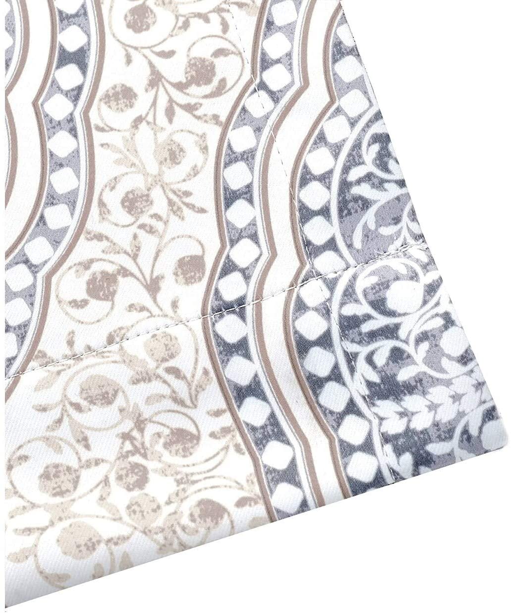 Pastel Damask Printed Window Valance 52 X 14 Beige Grey Geometric Mid Century Modern Contemporary Polyester - Diamond Home USA