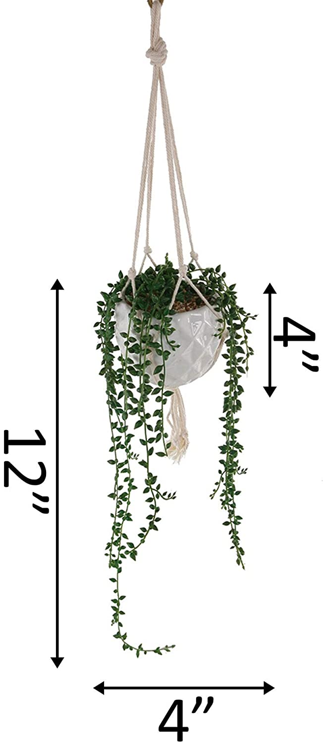 MISC Artificial Plant String Pearls Macrame Hanging Ceramic One Size Handmade