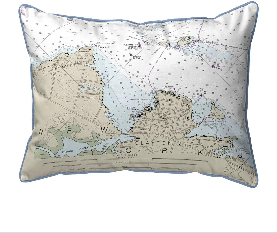 Ny Nautical Map Pillow 16x20 Color Graphic Coastal Polyester