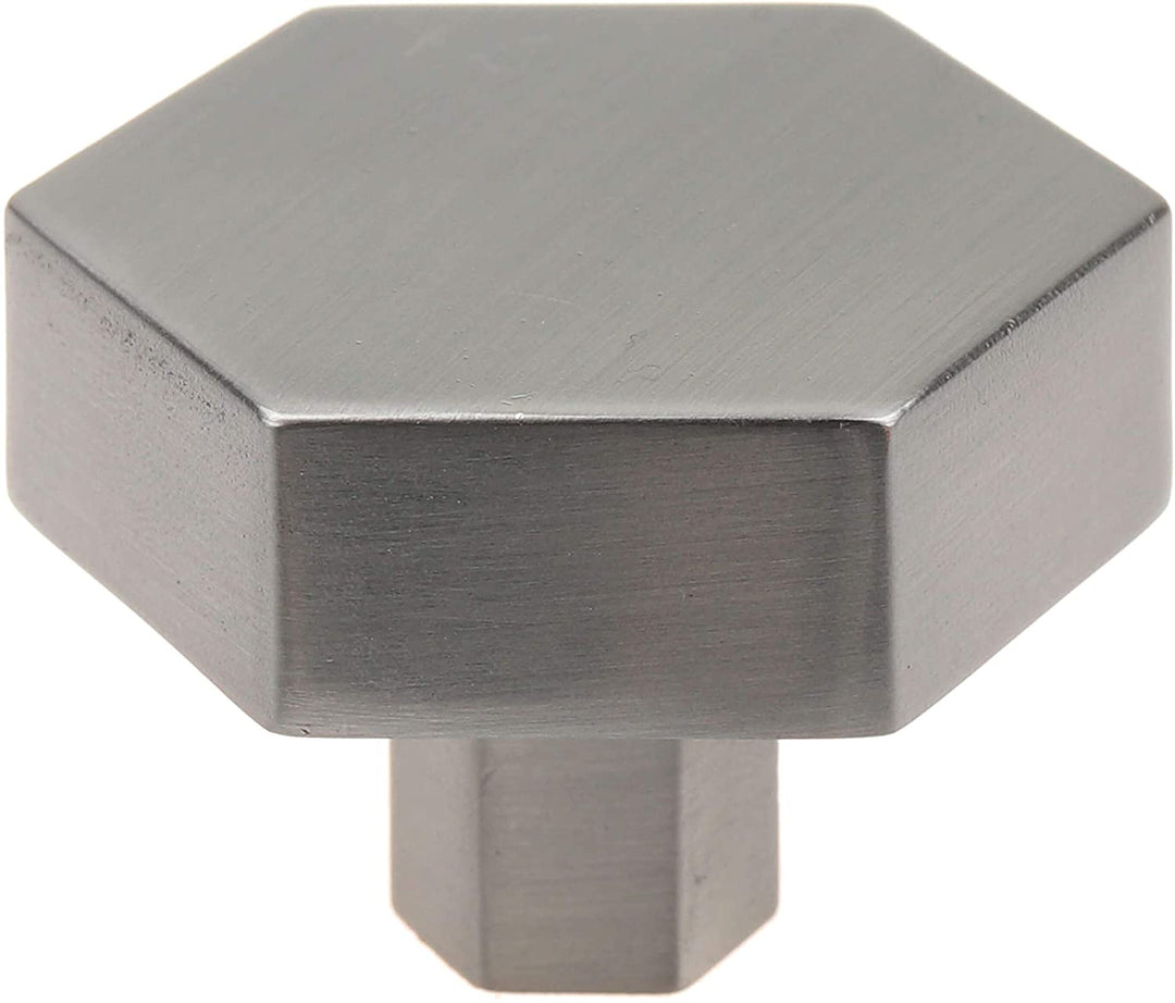 1 1/2 Inch Satin Nickel Hexagon Cabinet Knobs 10 Pack Modern