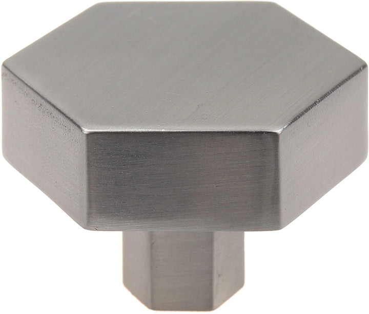 1 1/2 Inch Satin Nickel Hexagon Cabinet Knobs 10 Pack Modern