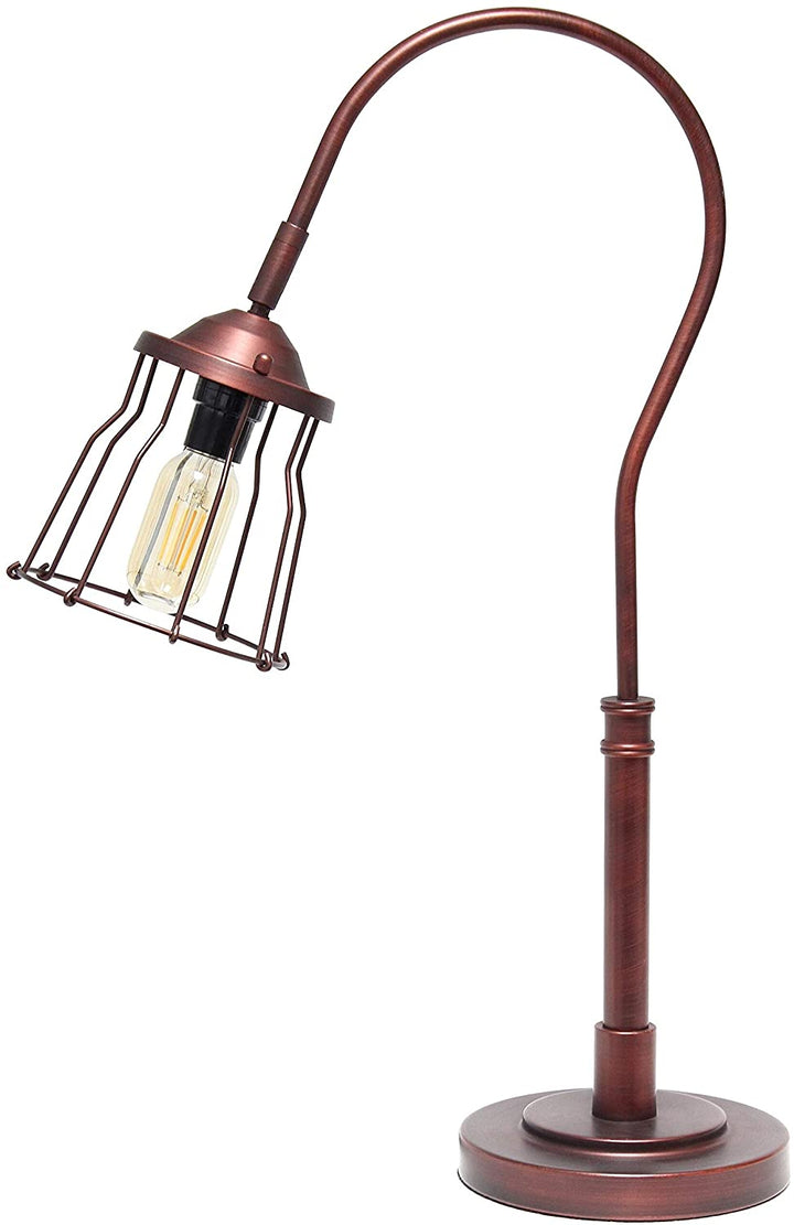 Home Rustic Caged Shade Table Lamp Red Bronze Modern