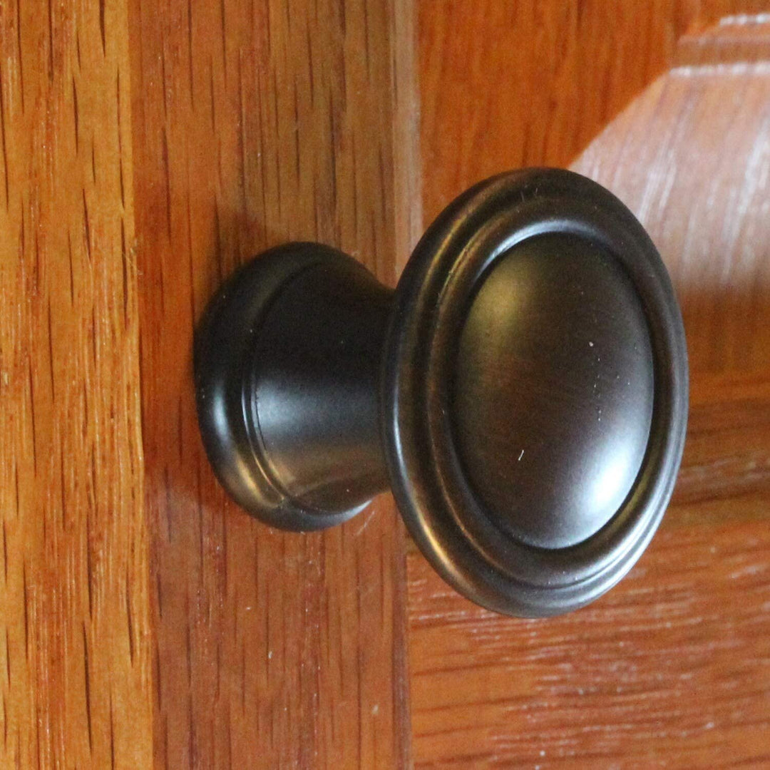 1 25 inch Oil Rubbed Bronze Round Deco Cabinet Knobs (Case 25) Metal Finish - Diamond Home USA
