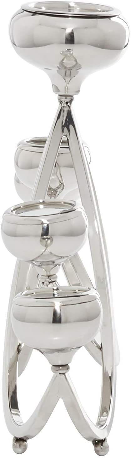 Metal Candelabra Candlestick Holder Chandelier Candle Stand 28 X 15 Silver X 5 15 Stainless Steel - Diamond Home USA