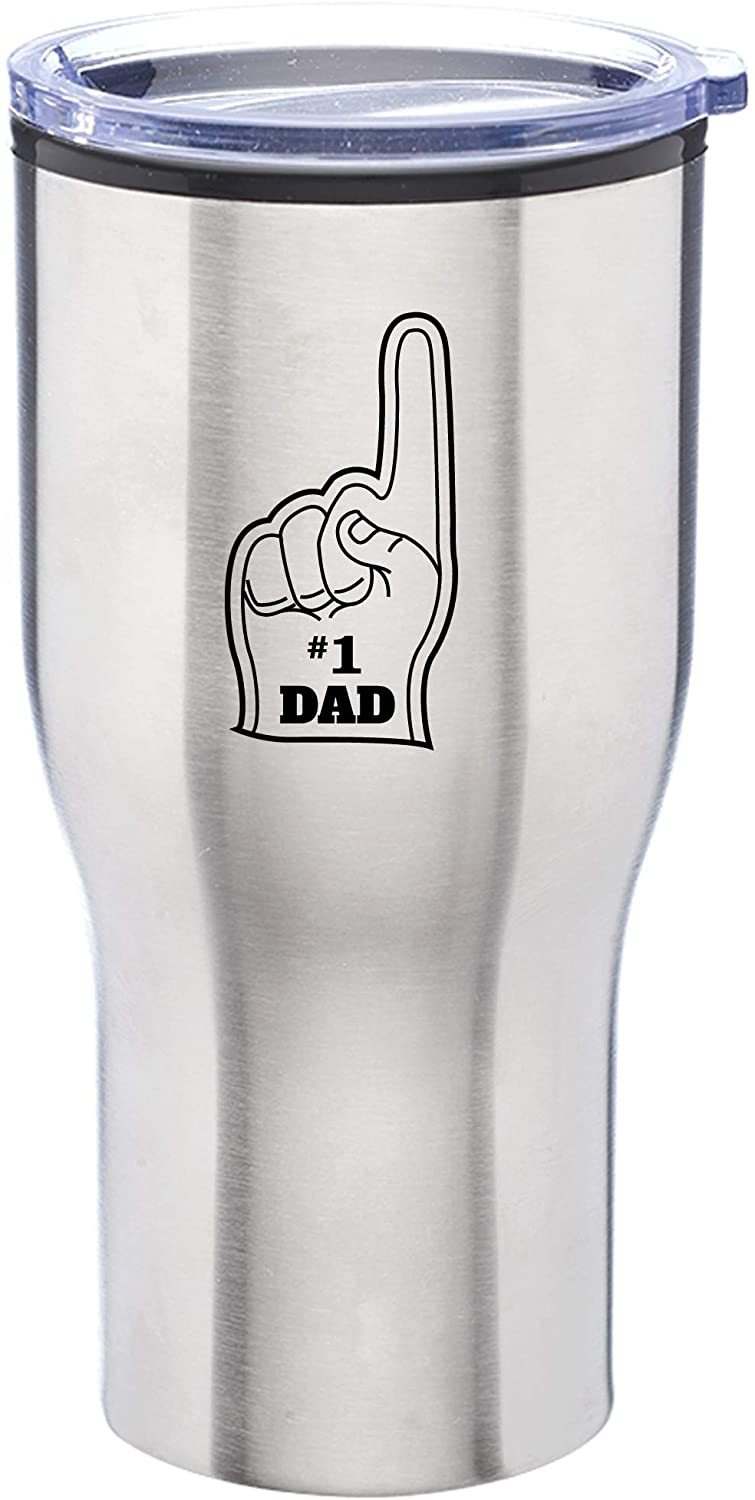 #1 Dad Foam Finger Engraved 28 Oz Stainless Steel Tumbler