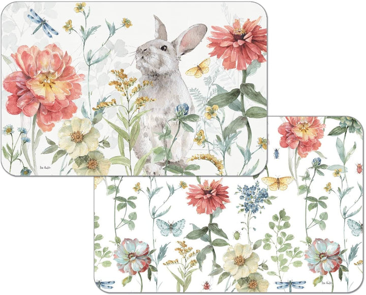 Wipe Clean Placemats Set 4 Bunny Color Rectangle