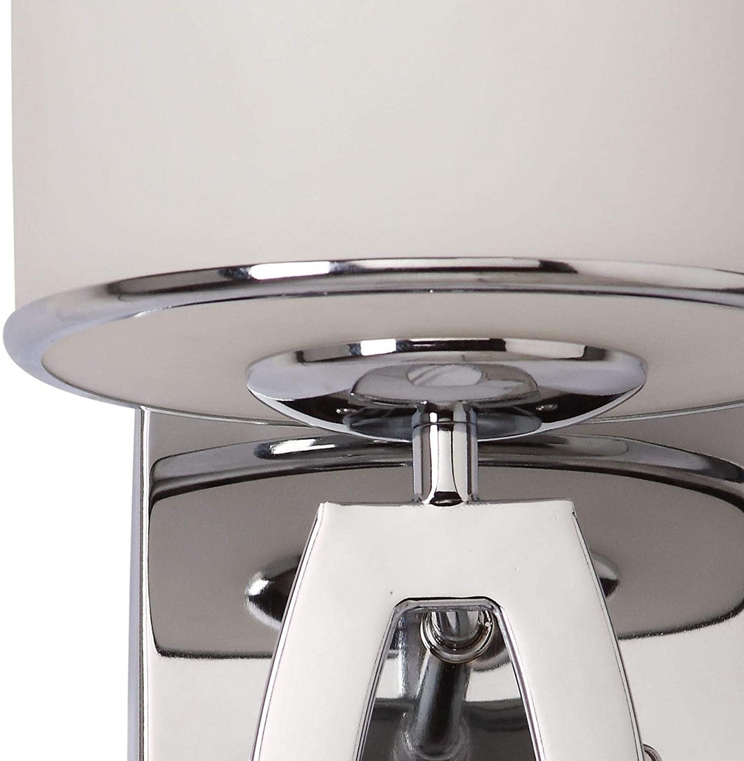 Lighting Chrome Drum Sconce (Set 2) White Modern Contemporary Transitional Glass Bulbs Included - Diamond Home USA