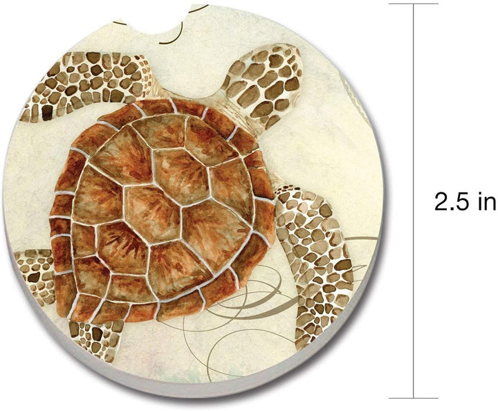 Absorbent Stone Car Coaster Sea Turtle (Set 2) Color Stoneware - Diamond Home USA