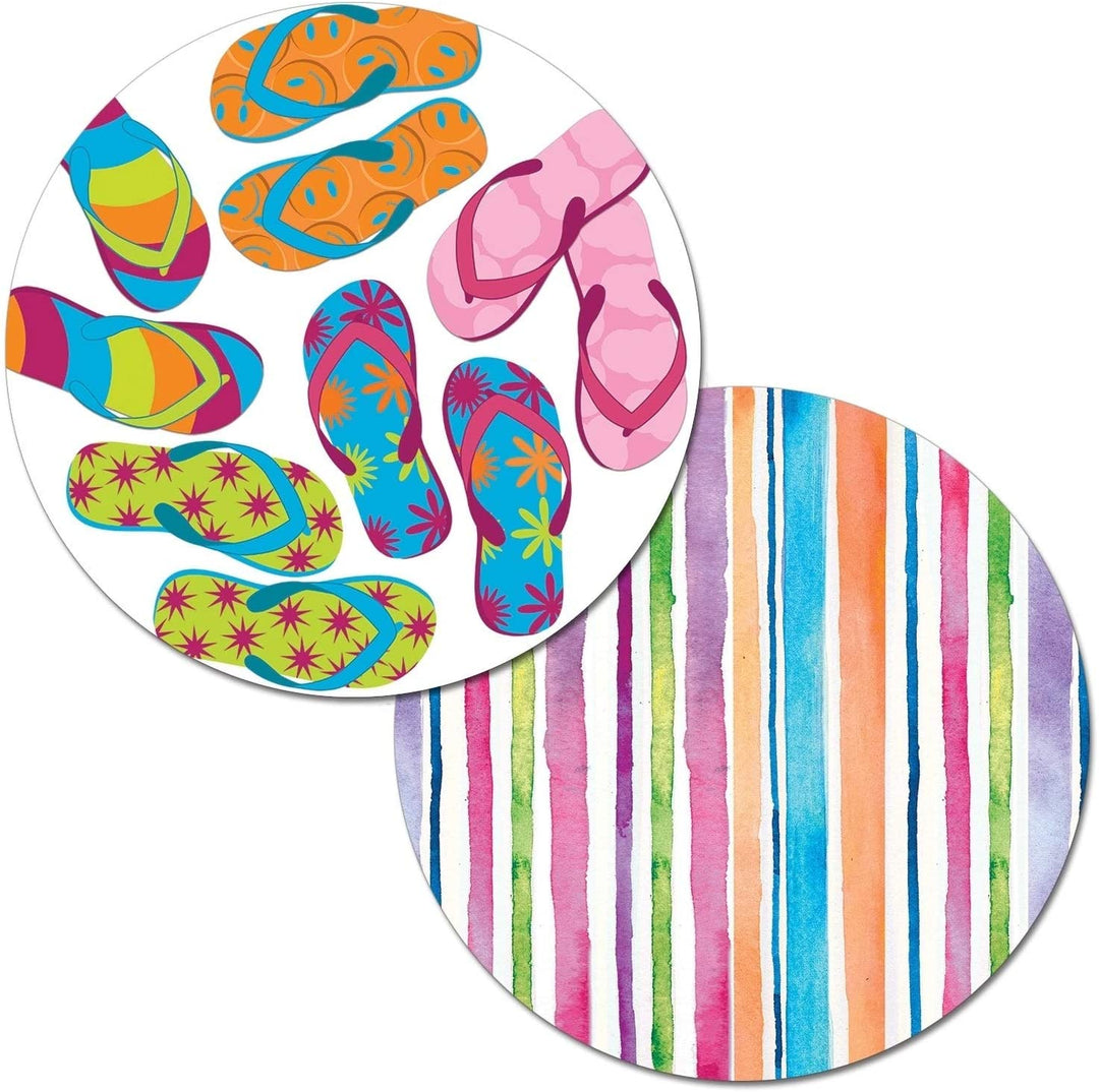 Round Wipe Clean cemats Set 4 Summer Flip Flops Color