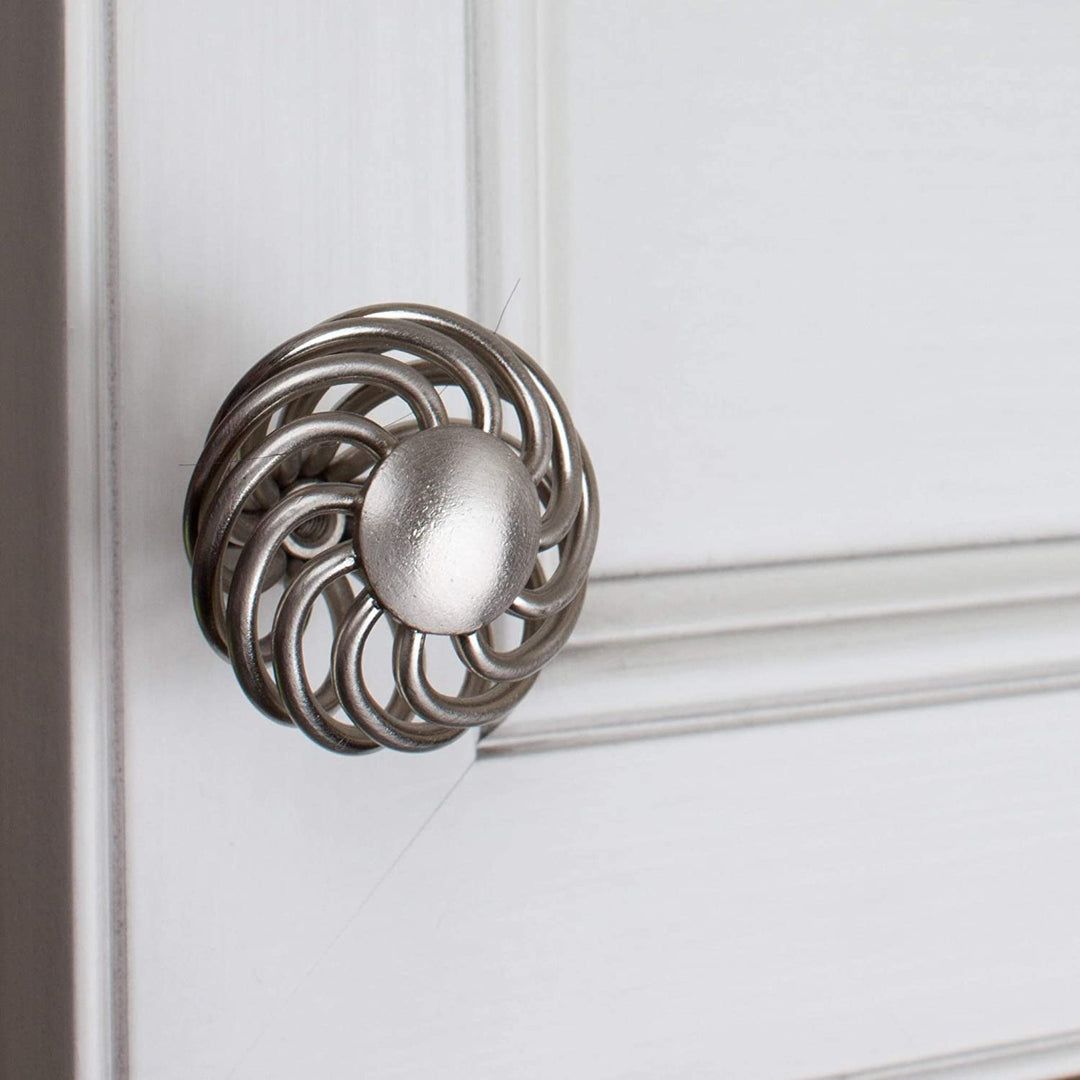 1 5 inch Satin Nickel Birdcage Cabinet Knobs (Pack 25) Grey Metal Finish - Diamond Home USA