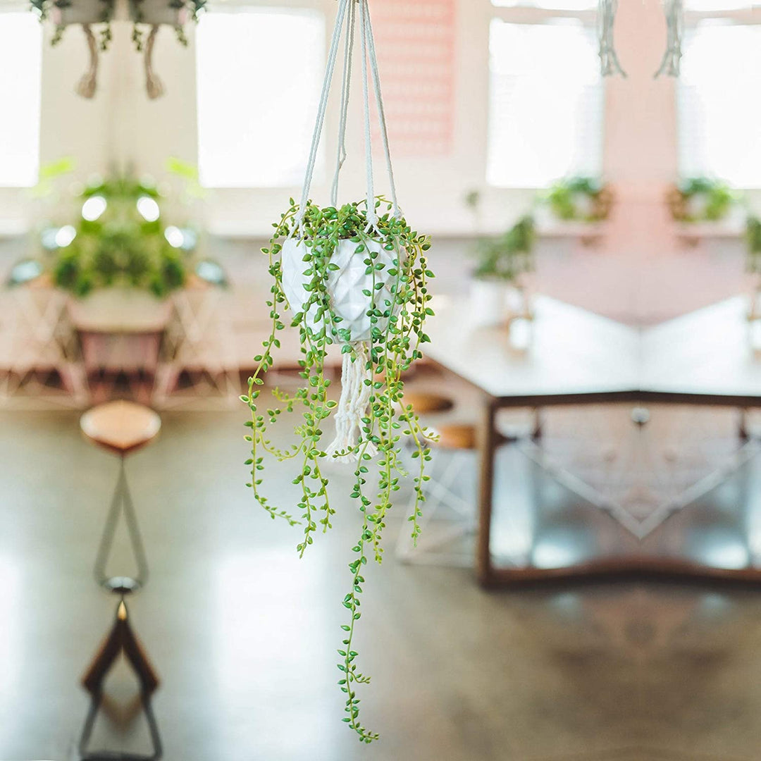 Artificial Plant tring Pearls Macrame Hanging Ceramic One