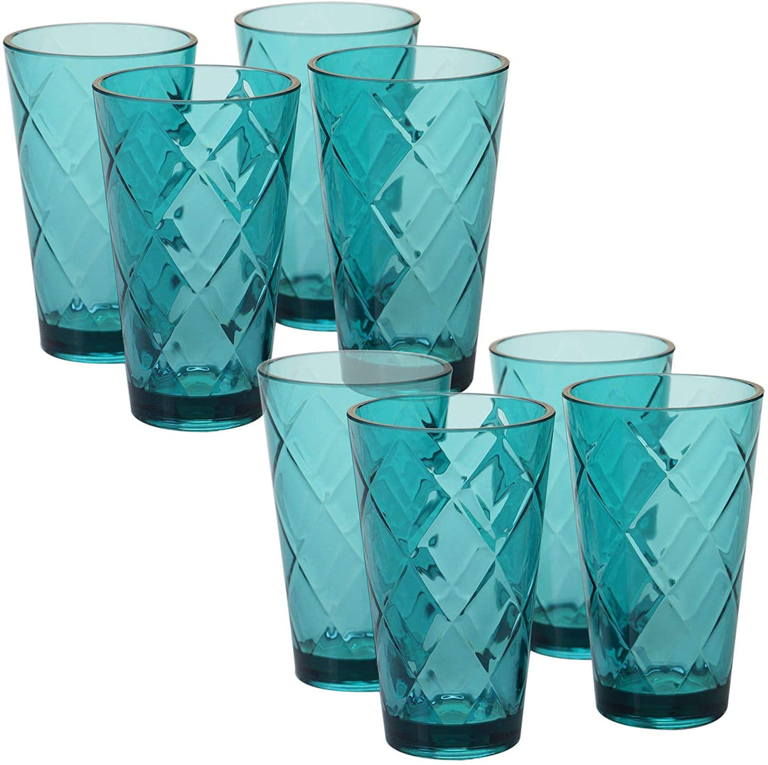 Teal Diamond Acrylic 20 Ounce Ice Tea Glass (Pack 8)