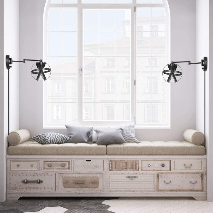 1 Light Dark Bronze Plug Hardwire Swing Arm Wall Sconce Brown Vintage Metal Adjustable - Diamond Home USA