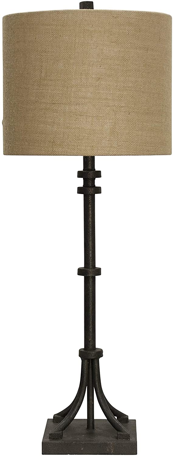 Industrial nze Table Lamp Beige Hardback Fabric Shade