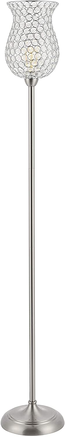 Lighting 70 inch Iron Floor Lamp 11" X 70" Silver Modern Contemporary Nickel Bulbs Included Energy Efficient - Diamond Home USA