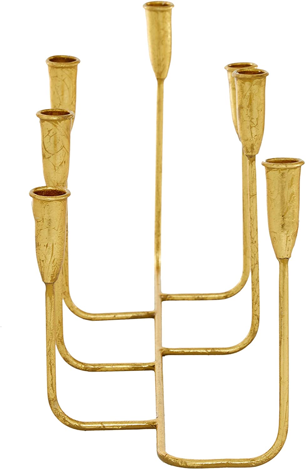 Abstract Gold Foil Finished Tapered Metal Candle Holder 21" X 10" 21 X 7 10 - Diamond Home USA