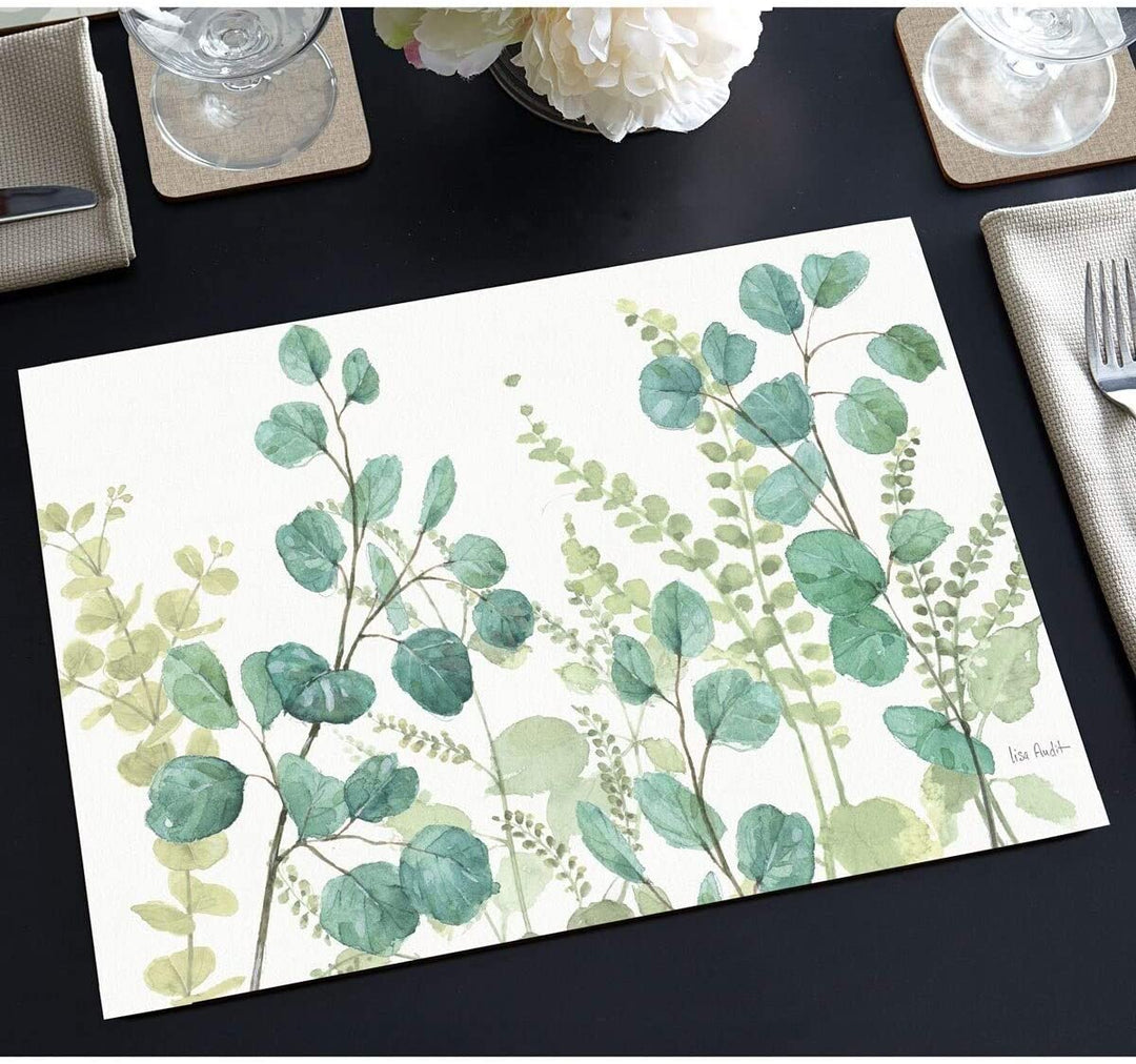 Paper Placemats Set 24 Greenery Color Rectangle