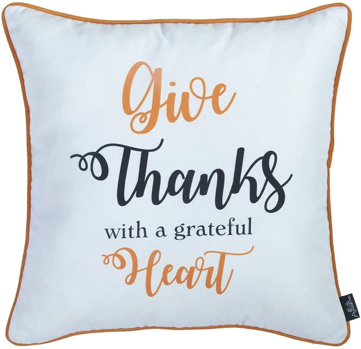 Fall Season Thanksgiving Throw Pillow Cover 18"x18" (2 Pcs Set) Floral Polyester Two Pillows Removable