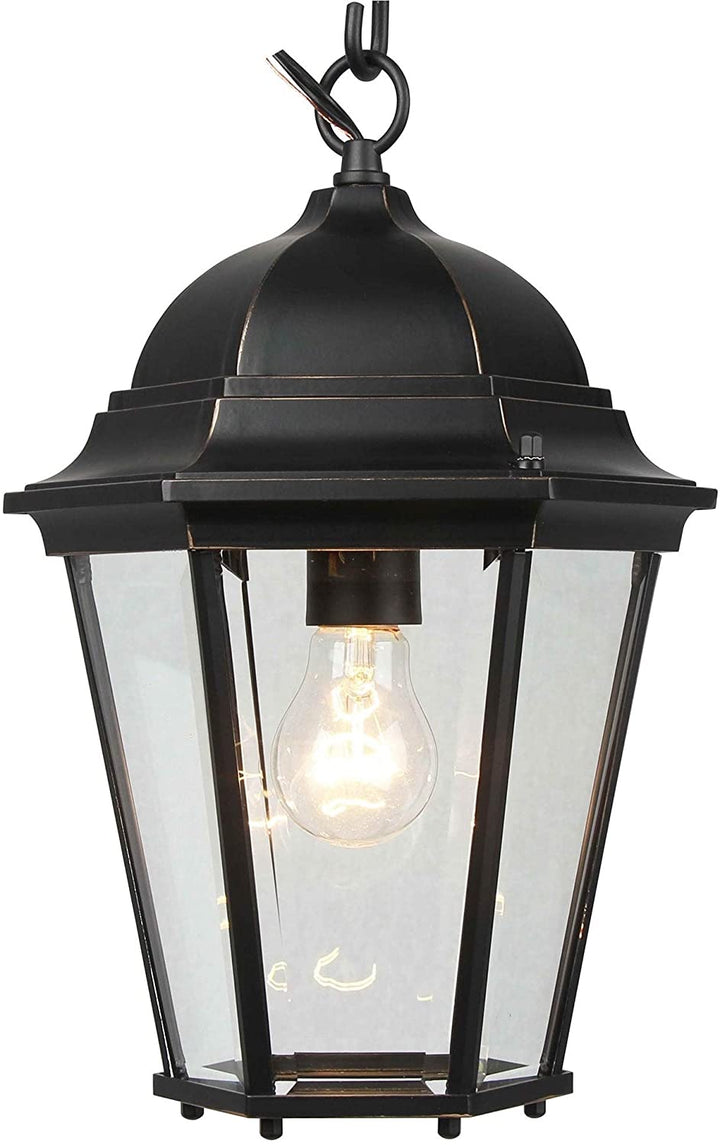 1 Light Outdoor Hanging Lantern Imperial Black Traditional