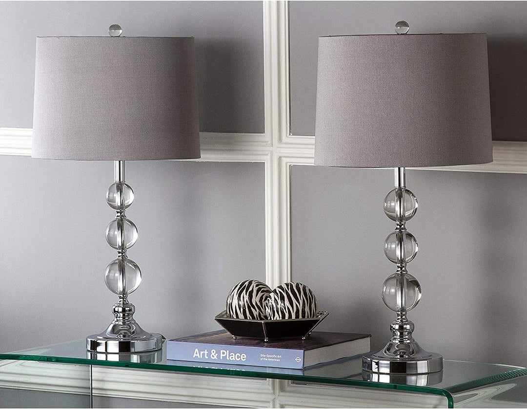 Lighting 27 inch Clear Stacked Crystal Orbs Grey Shade Table