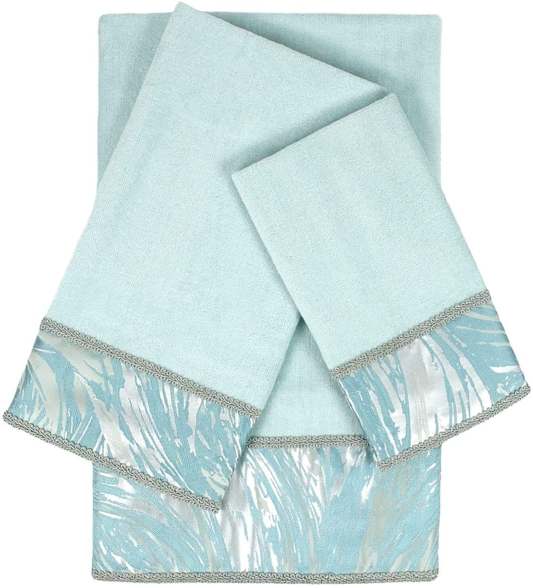 Sea Mist 3 Piece Embelished Towel Set Blue Abstract