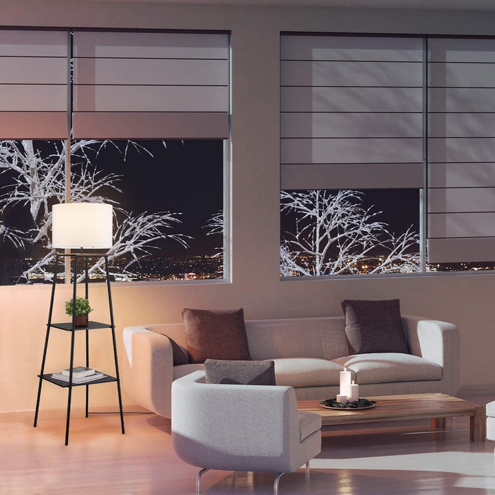 MISC Dark Walnut Finish Shelf Floor Lamp Cec Title20 Led Bulb Included Black Bulbs Energy Efficient