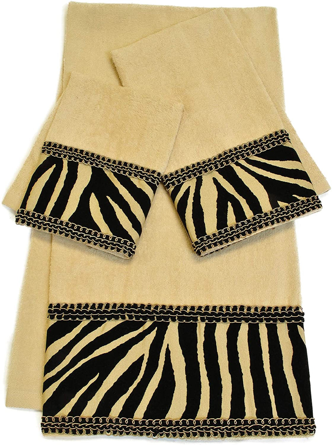 Embellished Decorative 3 Piece Towel Set Black Animal