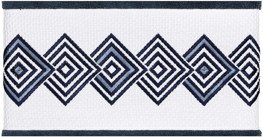 Turkish Cotton Diamonds Embroidered Midnight Blue Bath Towel Terry Cloth - Diamond Home USA