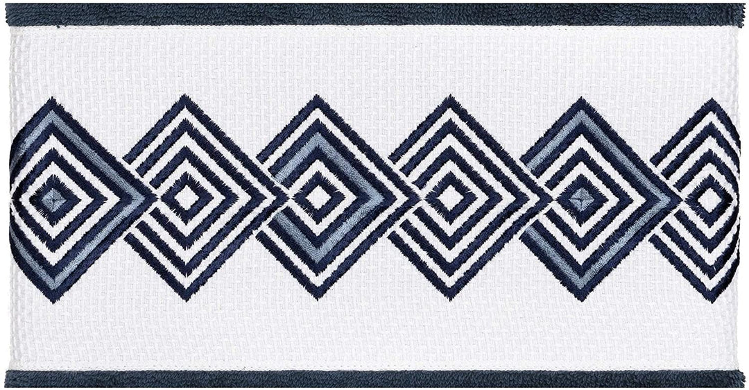 Turkish Cotton Diamonds Embroidered Midnight Blue Bath Towel Terry Cloth - Diamond Home USA