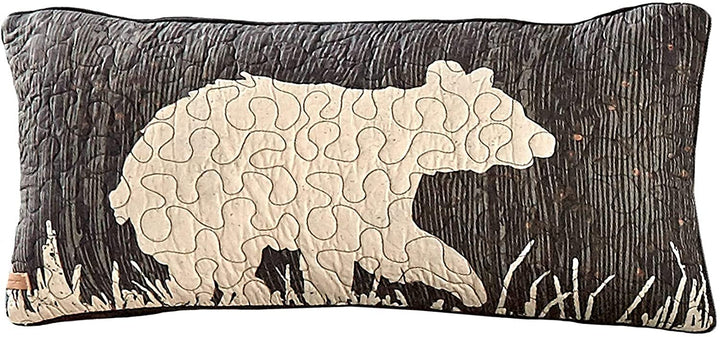 Moonlit Bear Rectangle Decorative Pillow Black Nature