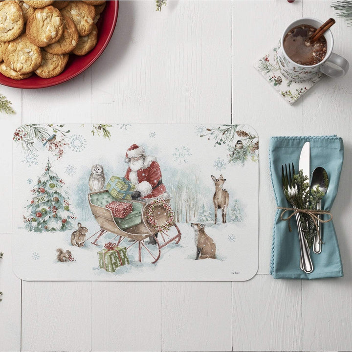 Wipe Clean Placemats Set 4 Magical Holidays Color Rectangle Plastic - Diamond Home USA