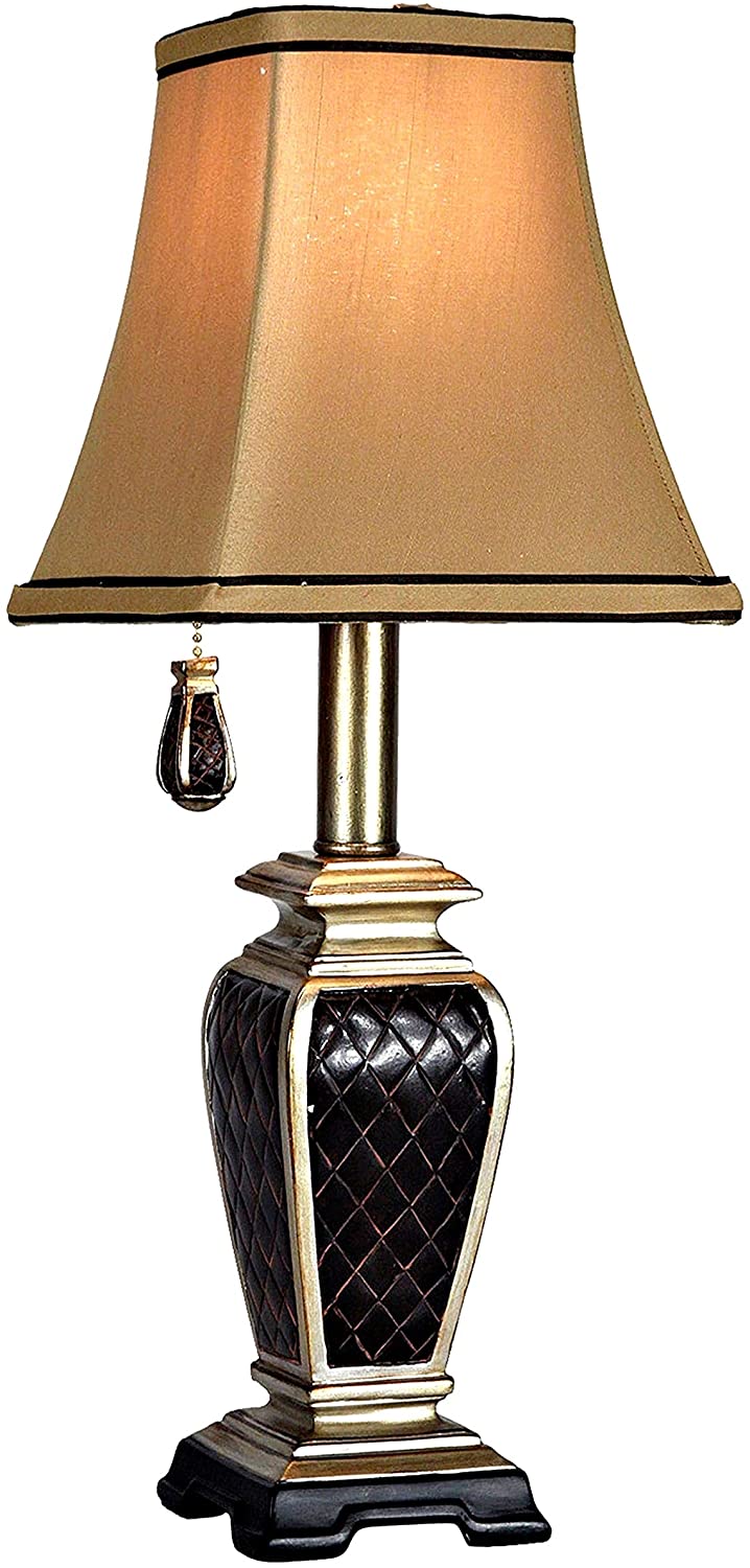 Black Gold Accent Table Lamp Fabric Shade