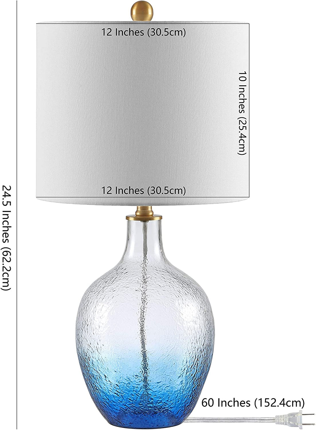 Lighting 23 75 inch Table Lamp 12" X 23 8" Blue Modern Contemporary Traditional Gold Bulbs Included - Diamond Home USA