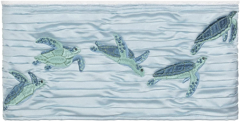 Turkish Cotton Turtles Embroidered White 2 Piece Bath Towel Set Blue Cloth - Diamond Home USA