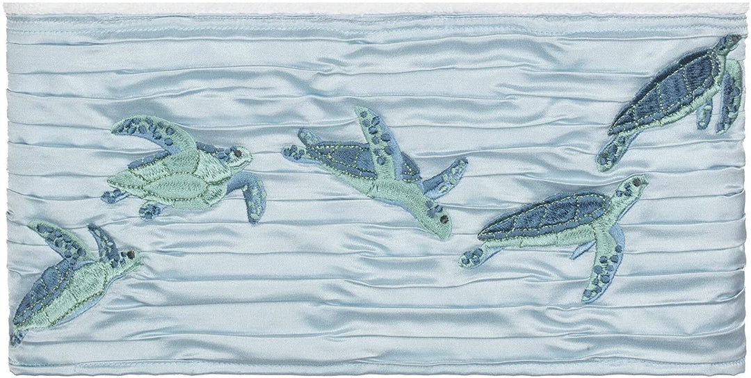 Turkish Cotton Turtles Embroidered White 2 Piece Bath Towel Set Blue Cloth - Diamond Home USA