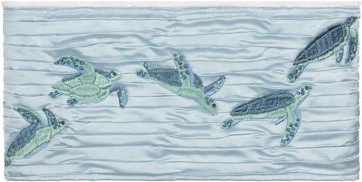 Turkish Cotton Turtles Embroidered White 2 Piece Bath Towel Set Blue Cloth - Diamond Home USA