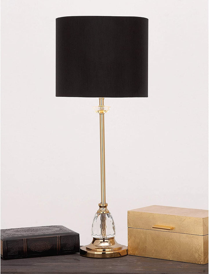 Crystal/Brass Buffet Console Table Lamp Black Clear Glam
