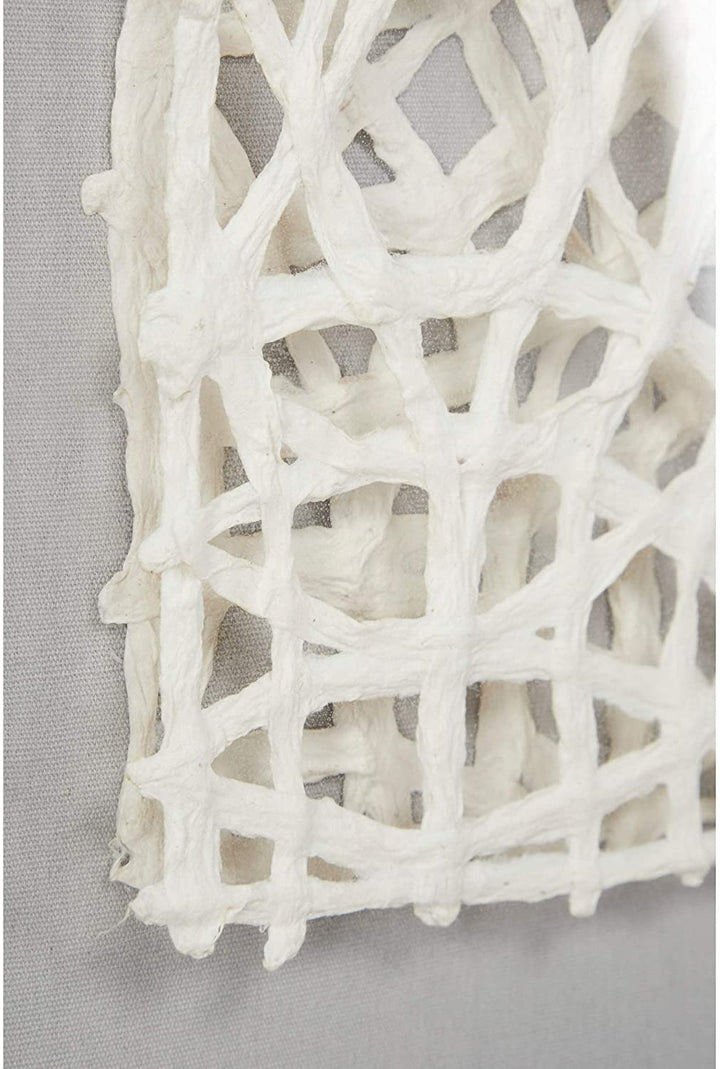 23 5" White Hand Cut Paper Abstract Art Shadow Box Square Frame 24 X 1 Gold MDF - Diamond Home USA