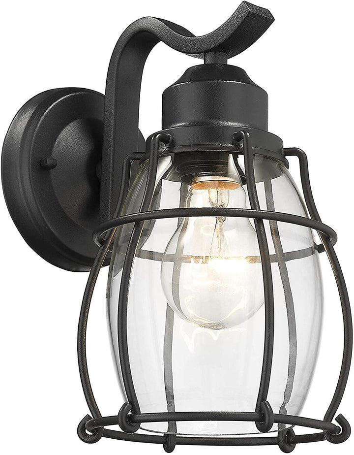 1 Light Textured Black Outdoor Wall Sconce Farmhouse Nautical Coastal Metal Dimmable - Diamond Home USA