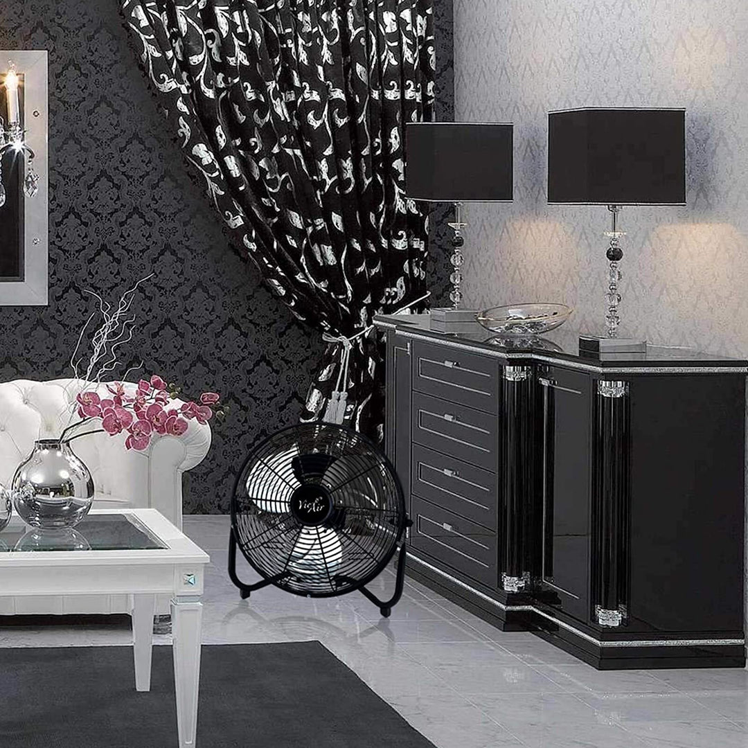 12in Industrial Three Speed Heavy Duty Floor Fan Black Metal Tilt - Diamond Home USA