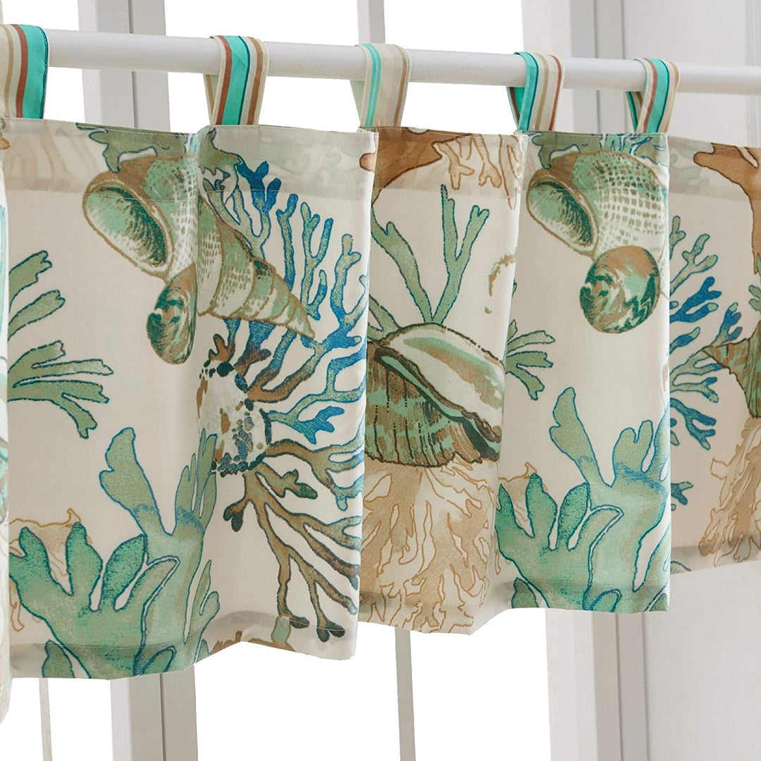 Green 84 inch Window Valance Coastal Nautical 100% Polyester Lined - Diamond Home USA