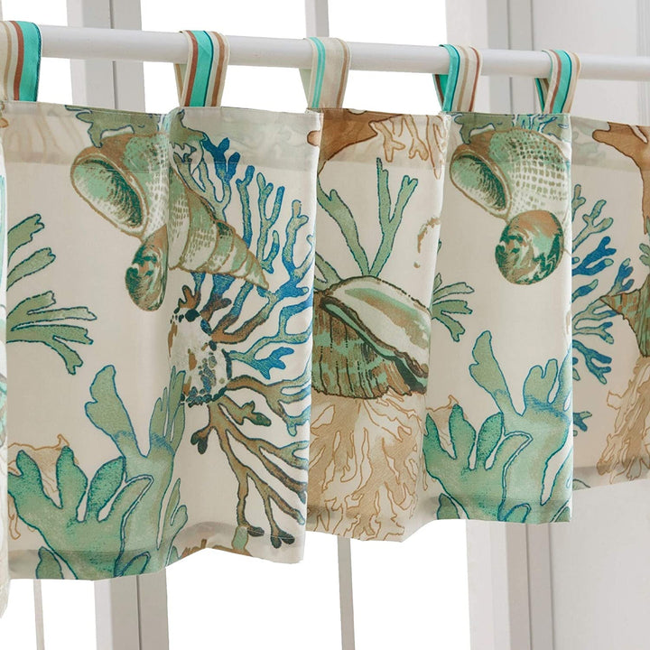 Green 84 inch Window Valance Coastal Nautical 100% Polyester Lined - Diamond Home USA