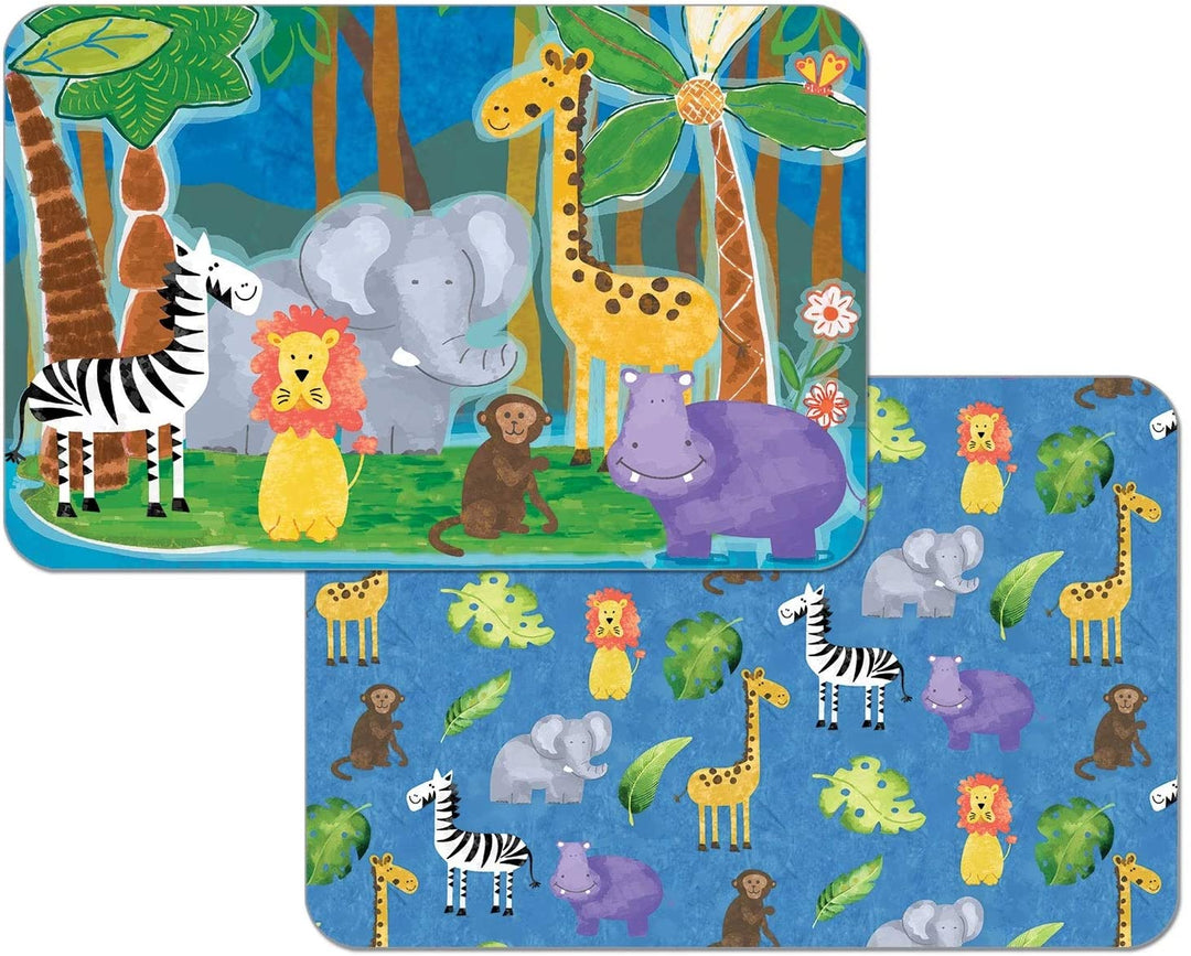 Wipe Clean Placemats Set 4 Kids Jungle Friends Color