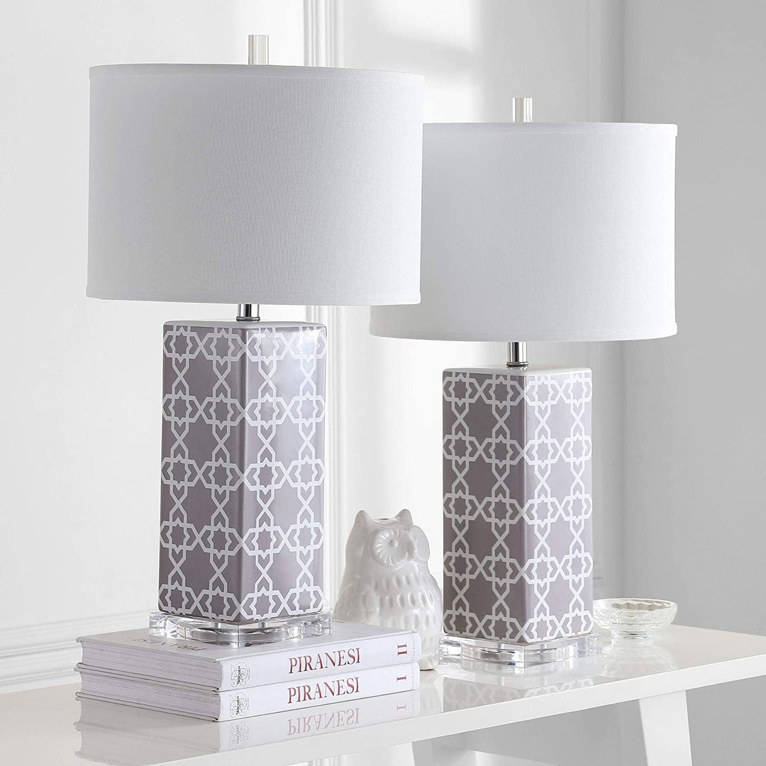 Lighting 27 inch Grey Quatrefoil Table Lamp (Set 2)