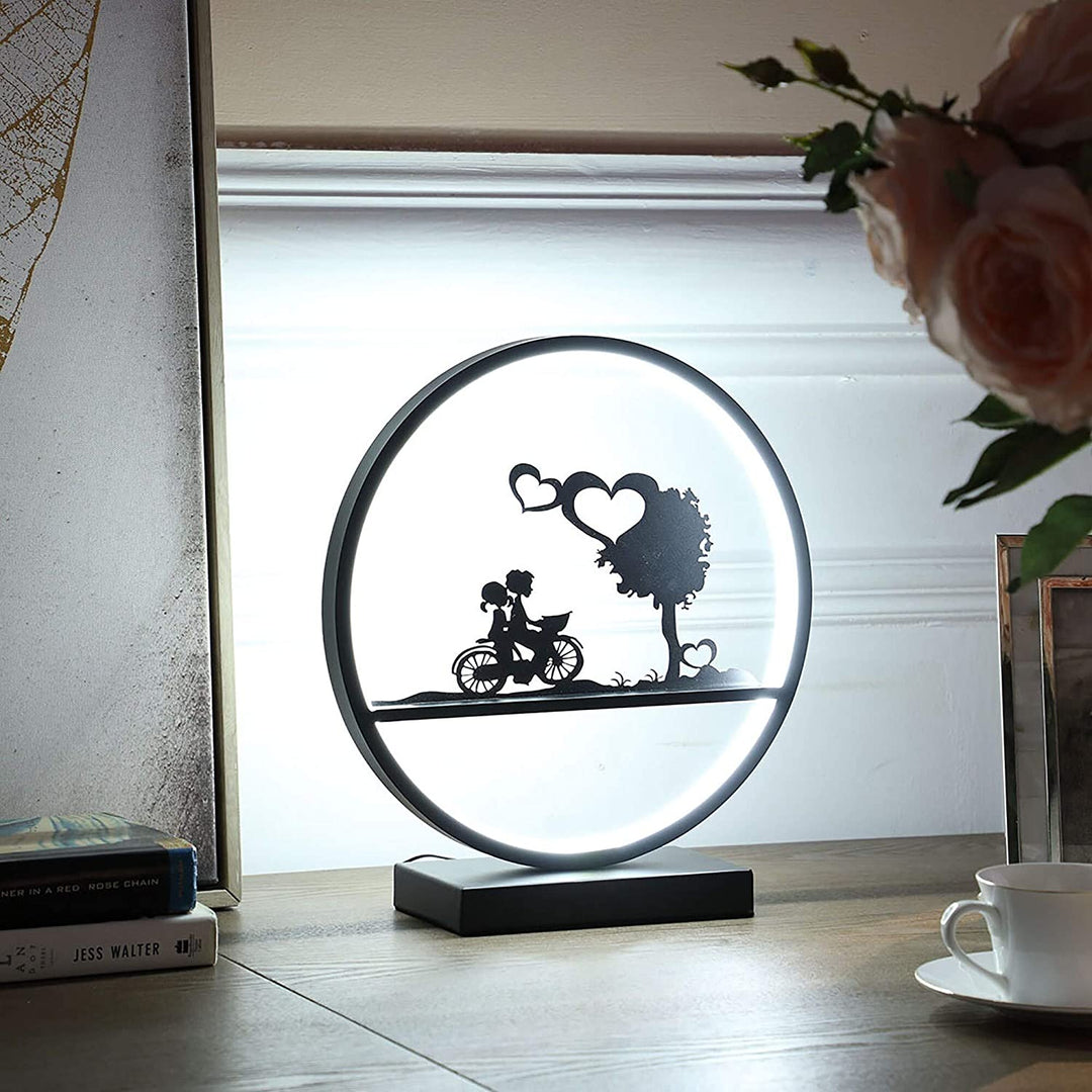 Girl Boy Bicycle Led Accent Table Lamp Silver Modern Contemporary - Diamond Home USA