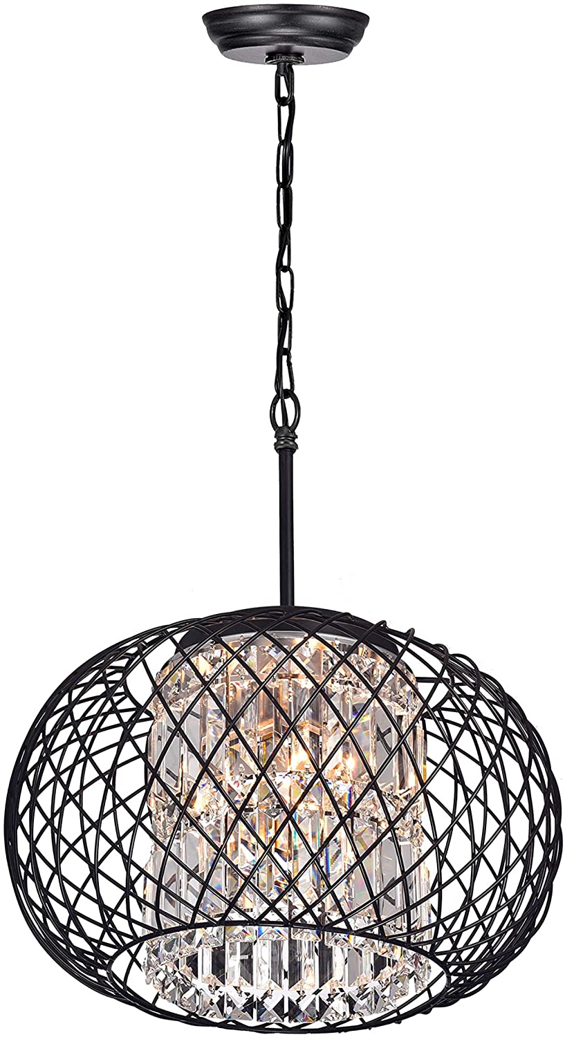 3 Light Globe Chandelier Brown Modern Contemporary Metal Dimmable - Diamond Home USA