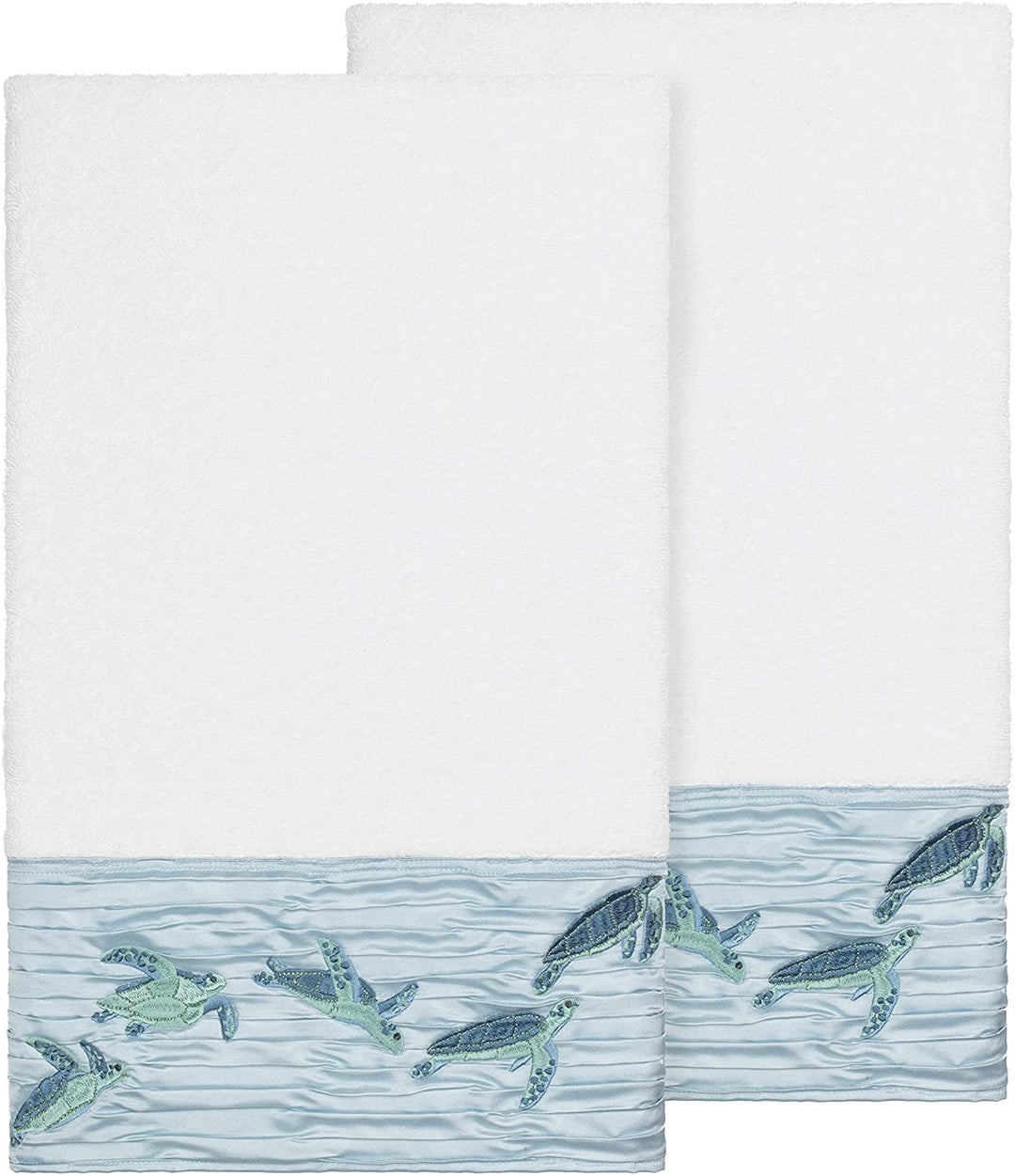 Turkish Cotton Turtles Embroidered White 2 Piece Bath